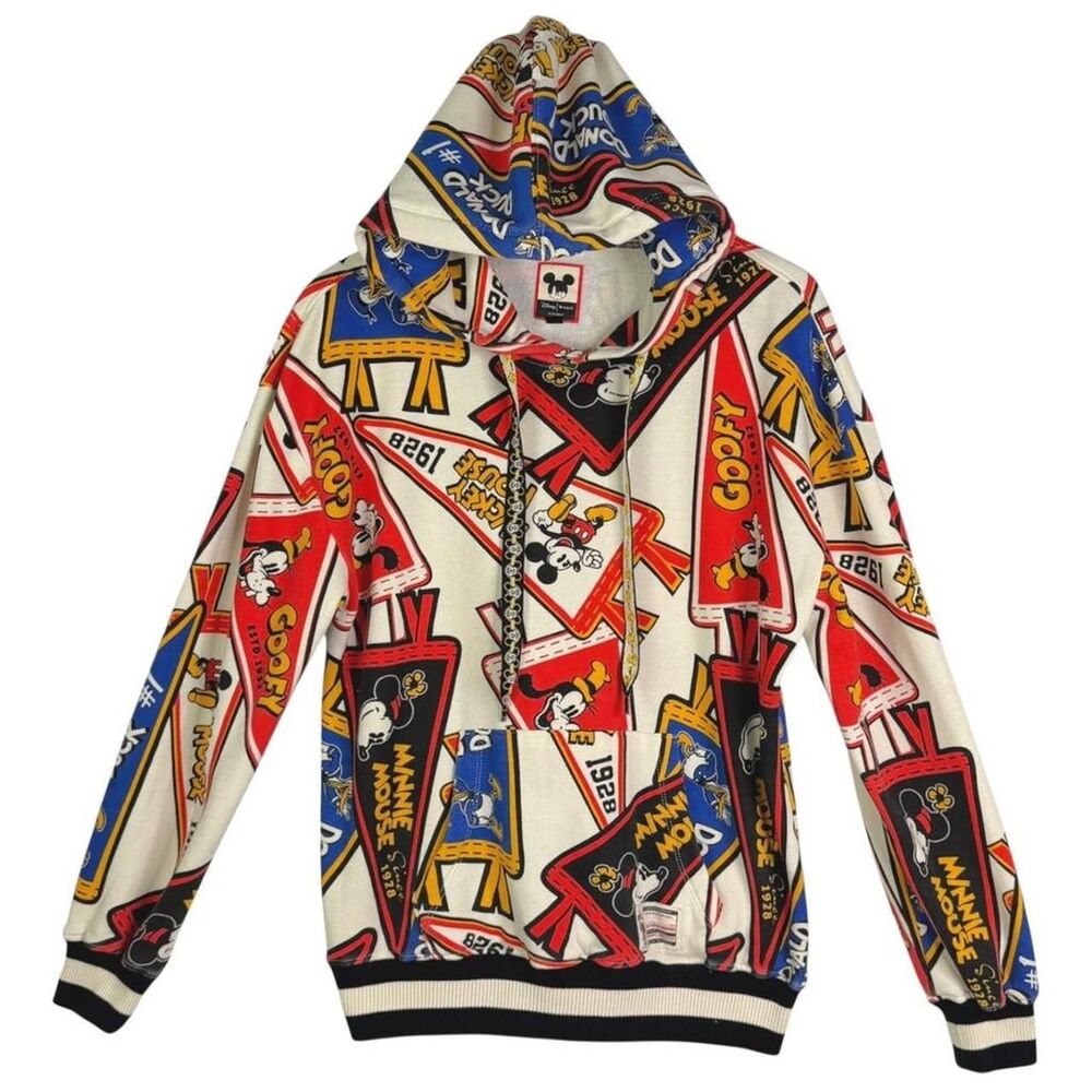 Disney x Macy's Varsity Pennant Hoodie Mickey Minnie Goofy Donald Retro Unisex